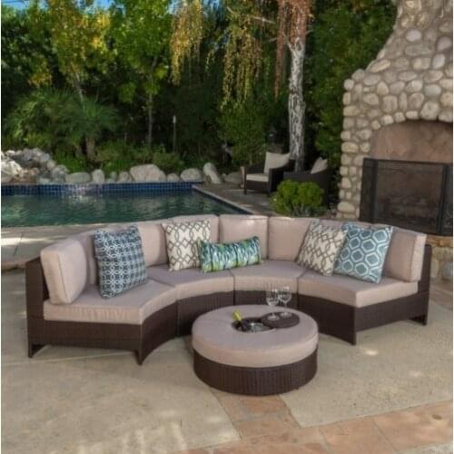 Hot sale comfortable garden furniture small sofa set curved rattan sofa
