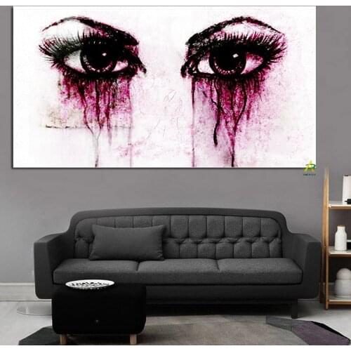 HD Print Abstract Woman Crying Eyes Red Tears Oil Painting on Canvas Modern Wall Picture for Living Room Minimalist Cuadros Sofa