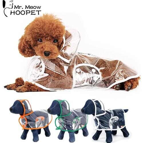 Hoopet Dog Clothes Transparent Raincoat light Clothing Waterproof beautiful Small dog raincoat with hoodies
