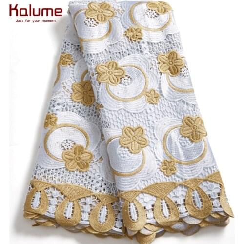 Kalume Guipure Lace Fabric White 5 Yards African Lace High Quality Nigerian Guipure Fabric For Diy Dress Sew Party Wedding H2551