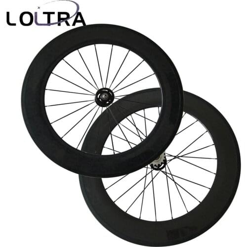 Track Bike Carbon Wheels LOLTRA 88mm Depth fixed gear wheel Set with A165SB A166SB flip flop Single Speed Hub Front-20H Rear-24H