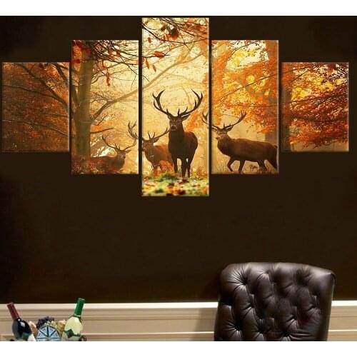 Unframed Printed 5 pieces dear froest Painting living room bedroom decoration print poster picture canvas Free shipping