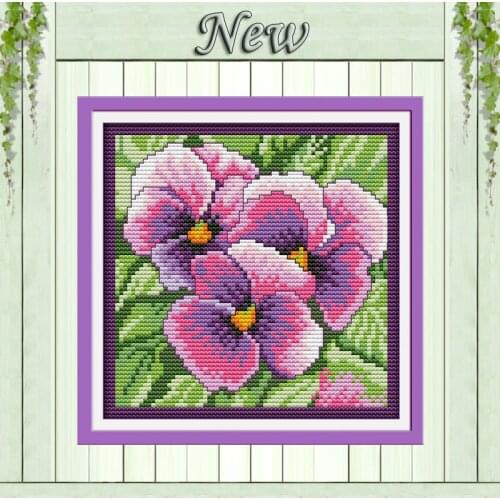 Gorgeous flowers Pansy Paintings Counted Printed on fabric DMC 14CT 11CT DIY Cross Stitch Needlework Kits full Embroidery Sets