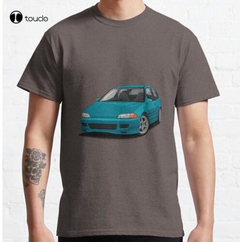 Civic Eg Hatch Teal Classic T-Shirt Cotton Tee Shirt