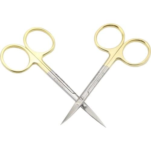 Laminico Double Eyelid Fine Scissors Golden Handle Express Scissors 9.5cm Beauty Scissors Open the corners of the eyes