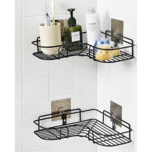 Bathroom Metal Stainless Steel Punch-Free Firm Wall Storage Organizer Rack Toilet Vanity Triangle Towel Metal Storage Basket