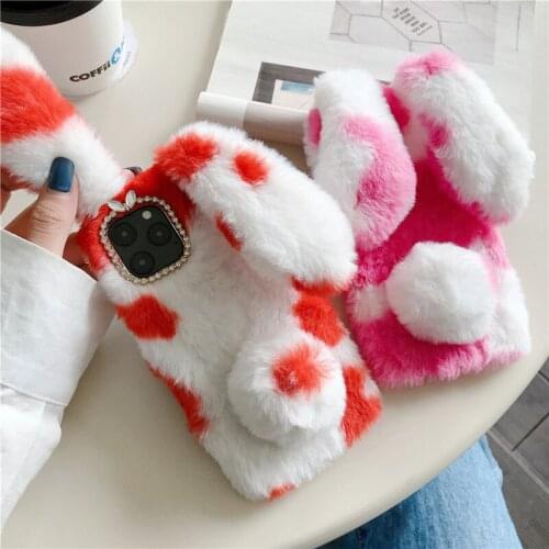 Cute Phone Case for Apple iPhone 12 Mini 12 11 Pro Max XS Max XR X 8 7 6 6S Plus SE 2020 5S 5 Soft Furry Cover Protective Shell