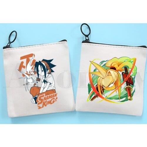 Anime Shaman King Yoh Asakura Amidamaru 90s Cute Coin Purse Illustration Key Case Simple Small Cloth Bag New Creative Coin Purse