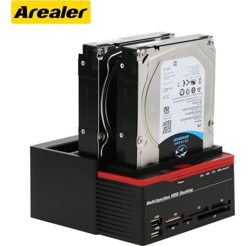 Multifunctional 2.5" 3.5" Hdd Hard Drive Docking Station Case USB 3.0 to 2 SATA Ports 1 IDE External Hard Drive Docking Station