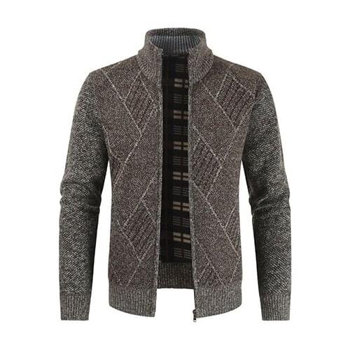 2019 Winter Mens Casual Sweater Coat Cotton Cardigan Sweater Jackets Men Zipper Knitted Thick Coat Male Christmas Sweater