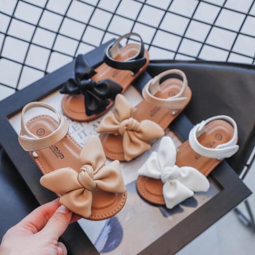 2021 Summer New Childrens Sandals Girls Sandals Girls Bow Soft Bottom Shoes Girls Fashion Non-slip Princess Soft-sole Sandals