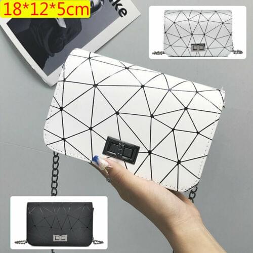 New Womens Handbags Shoulder Bags Fashion Ladies Girl Chain Bag Case Geometry Plaid Purse Messenger Bag Pouch