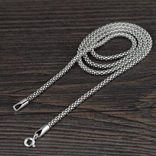 925 Sterling Silver Necklace Men Popcorn Chain Women Necklaces Vintage Luxury Jewelry Steampunk Unisex Fine Jewellery Hiphop