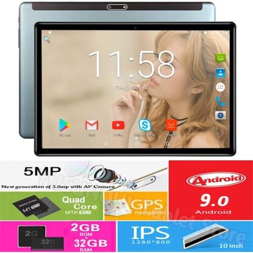 Hot New Tablet Pc 10.1 inch Android 9.0 Google Play 3G Phone Call Tablets WiFi Bluetooth GPS 2.5D Tempered Glass 10 inch Tablet