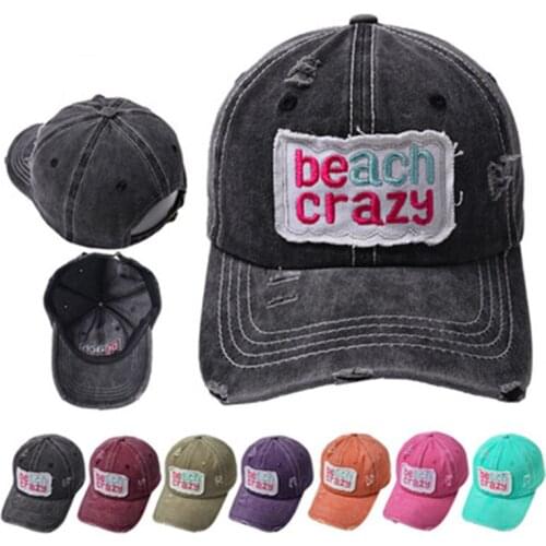 Beach crazy Embroidery Patch Retro Mens Baseball Cap Snapback Kpop Hip-Hop Dad Hat Cotton Womens’ Hat Cotton Sun Hat BQM144