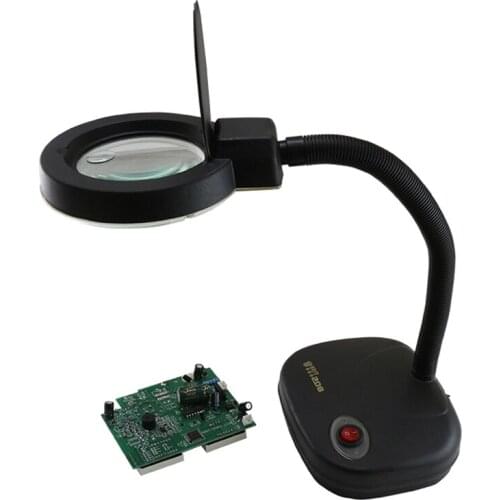 BST-208 Adjustable Lamp LED Illuminating Magnifier Glass Desk Reading Table Lights 5X 10X Magnification for phone repair