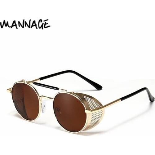 Retro Steampunk Sunglasses Round UV400 Metal Sunglasses Men Women Summer Fashion