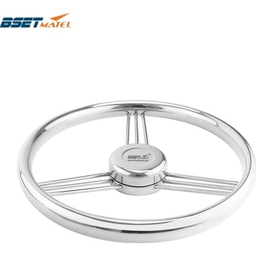 BSET MATEL 13-1/2'' 342mm Steering Wheel Stainless Steel 316 Marine Grade 3 Spokes 15 Degree Marine Boat Yacht Accessories