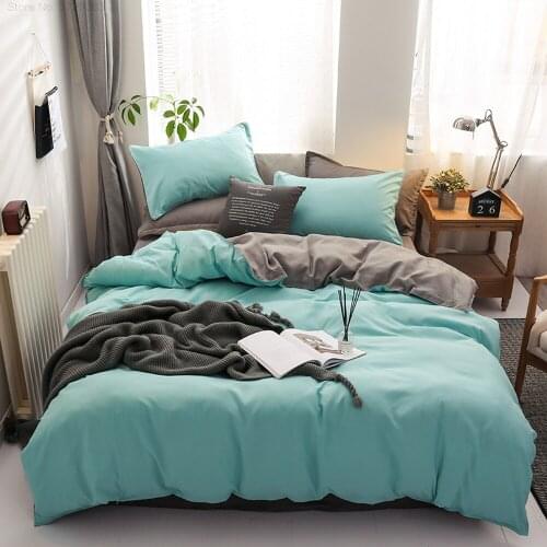 Stylish Simple Solid Color AB Face King And Queen Full Single Size Duvet Pillowcase Bedroom Decorative Home Textile