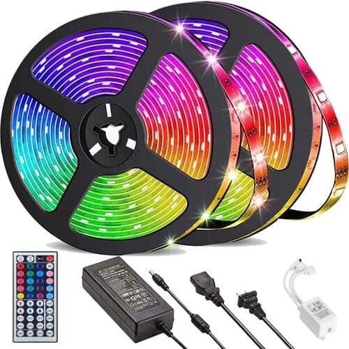 LED Strip Lights 32.8ft/10M(Waterproof RGB Color Changing), with IR Remote Controller and 12V Power Supply