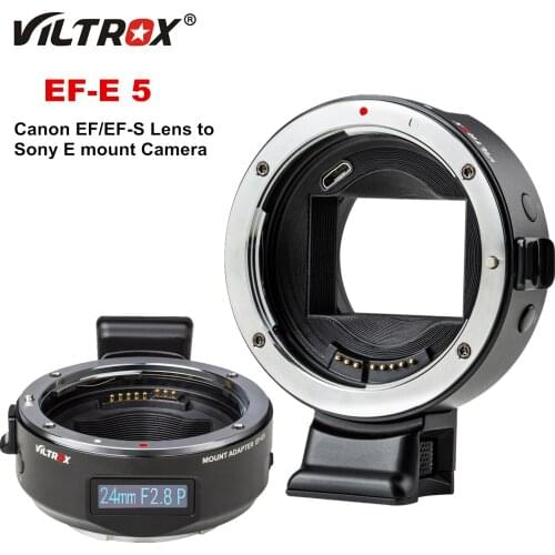 Viltrox EF-E5 Auto Focus OLED Display Lens Adapter Full Frame for Canon EF/EF-S Lens to Sony E Mount Camera NEX AII7 A7RII A6500