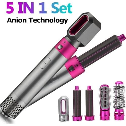 5 In1 Electric Blow Dryer Comb Hair Curling Wand Detachable Brush Hair Kit Negative Ion Hair Curler Straightener