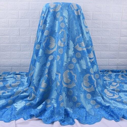 Zhenguiru High Quality Blue Swiss Voile Lace Fabric 100% Cotton African Fabric Flowers Embroidery Nigeria Fabric For Party A2116