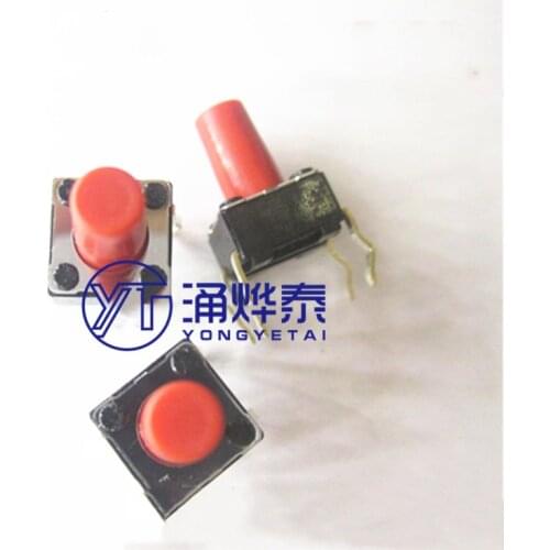 YYT 10PCS 6*6*9.5 light touch switch button four feet SKHHBSA010 red
