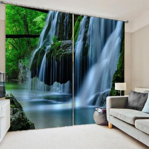 Custom nature scenery waterfall curtains Bedroom living room windproof thickening blackout curtains 3d curtain