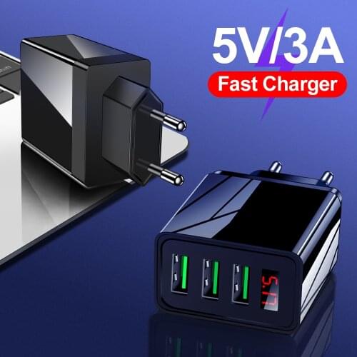USB Charger Led display Fast Charging Quick Charge QC 3.0 4.0 48W EU US Plug Adapter Wall USB Charger For iPhone Samsung Xiaomi