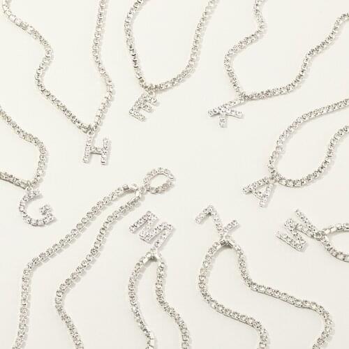 Harajuku Shiny Crystal 26 Letter Pendant Necklace for Women 2020 Statament Crystal Name Initial Choker Necklace Fashion Jewelry