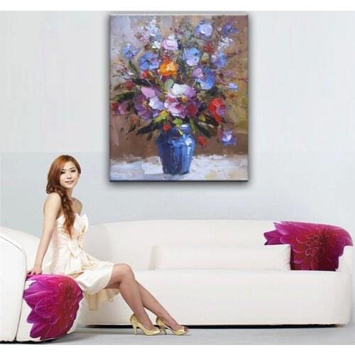 100% hand painted oil painting Home decoration high quality flower painting pictures DM16052102