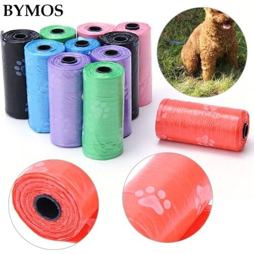 15pcs/roll Biodegradable Pet Dog Poop Bag Zero Waste Dog Pooper Paw Earth-Friendly Doggy Litter Dispenser Pets Products For Dogs