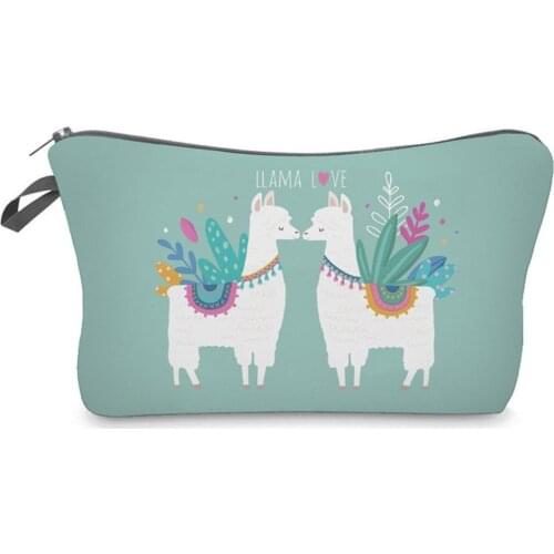 2020 Cute Cartoon Llama Printed Zipper Travel Storage Pouch Woman Cosmetic Bag Holder Make Up Case Necessaries