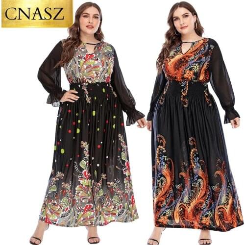 2020 New Plus Size Fashion Print Womens Dress With Bohemian Dress Summer Long Dress For Women Party Elegant Clothing