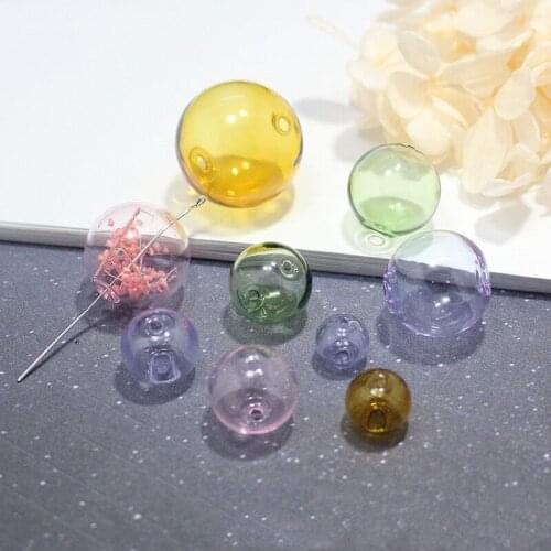 300pcs 6-30mm Color glass round orb ball glass globe bubble double hole glass vial pendant diy glass bottle necklace glass dome