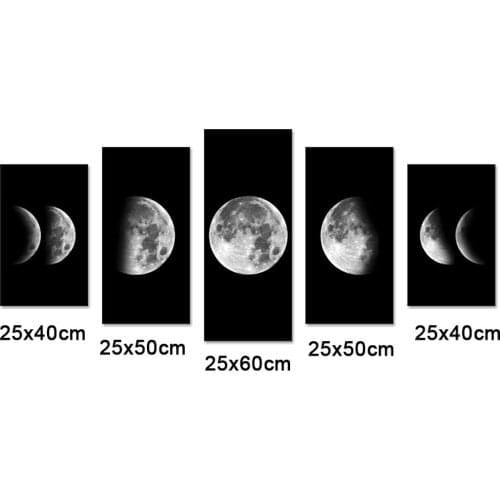 5pcs 5D diamond embroidery Black and white moon painting,Diy 5d diamond Painting,diamond cross stitch wall stickers