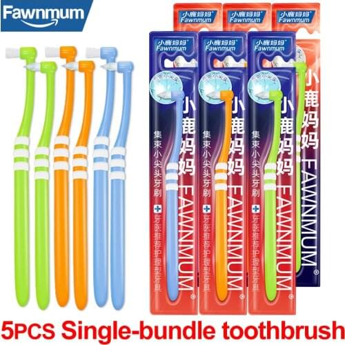 Fawnmum 5pcs bundle Orthodontic Toothbrushsmall Pointed Flat Head Interdental Brush Clean Soft Bristles Orthodontic toothbrush