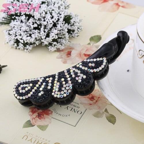 Diamond inlaid foreign trade hair accessories womens vertical clip elegant horsetail clip manufacturer wholesale spring