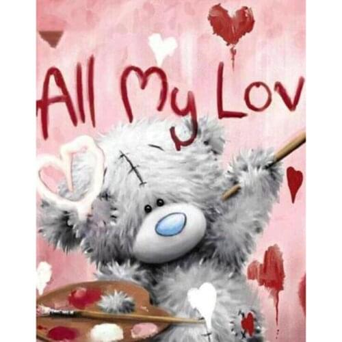 5D DIY Diamond Painting Landscape Picture Cute Doll Bear Scene Picture Square/Round Diamond Cross Stitch Decorative Gift WG3085