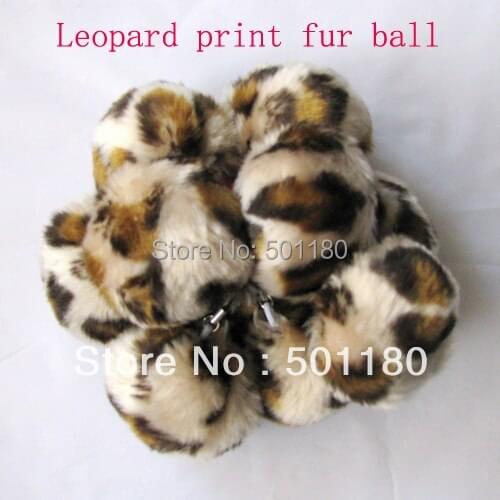Free shipping fake rabbit fur ball hanging ball for bag leopard print fur ball