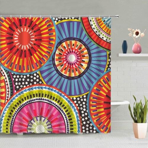 Bohemian Mandala Shower Curtain Sets Retro Indian Ethnic Style Flowers Geometric Pattern Bathroom Bathtub Decor Screen Washable