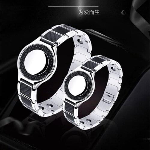 New Stainless Steel Watch Dial Chain Bracelets Magnetic Germanium Carbon Fiber Bracelet Power Therapy Health Care Jewelry