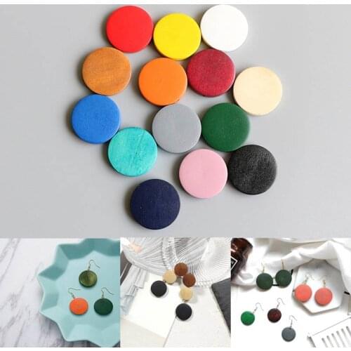 20pcs 15/20/25/30mm Wooden Beads for Jewelry Making Wooden Charm Pendant Big Hole Round Flat Spacer Bead Diy Earring Findings
