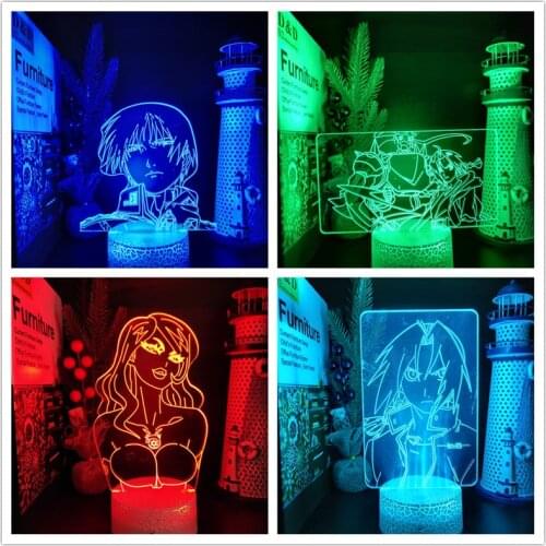 Fullmetal Alchemist Edward Elric Lust Roy Mustang Anime 3D Lamp Led Touch Sensor Night Light Colorful Manga Gift Bedroom Decor