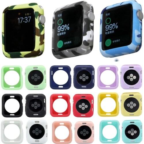 Camouflage Soft TPU Watch Case for Apple Watch Cover 42mm 38mm Series 1 2 3 Protective Silicone Case for iWatch Shell