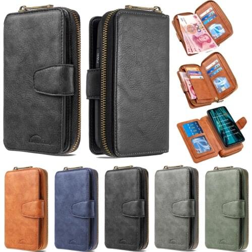 Luxury Zipper Leather Purse Wallet Case Magnetic Removable Detachable Cover For Redmi Note 7 8 8T Pro 7 7A 8A K20 Xiaomi CC9 Pro
