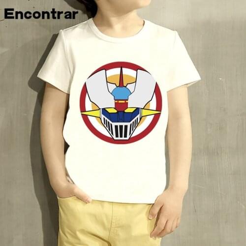 Kids Classic Retro Mecha Mazinger Z Cartoon Design T Shirt Boys/Girls Short Sleeve Tops Children Cute T-Shirt,HKP463