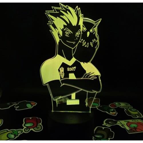 Haikyuu Kotaru Bokuto Figure 3D Anime Led Illusion Night Lights Creative Cool Friends Gift Lava Lamp Manga Bedroom Decor Gadget