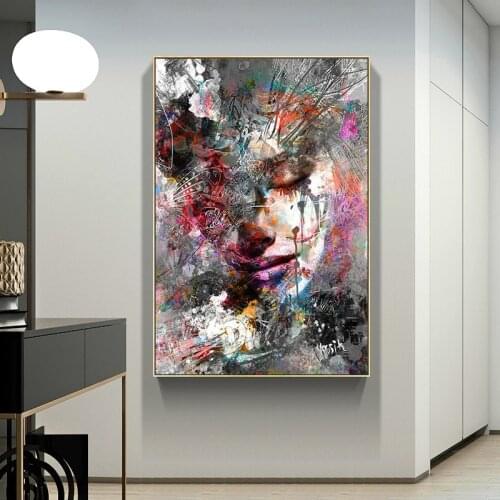 Graffiti Art Abstract Girl Canvas Paintings Prints Wall Art Posters and Prints Modern Pop Art Pictures for Living Room Decor